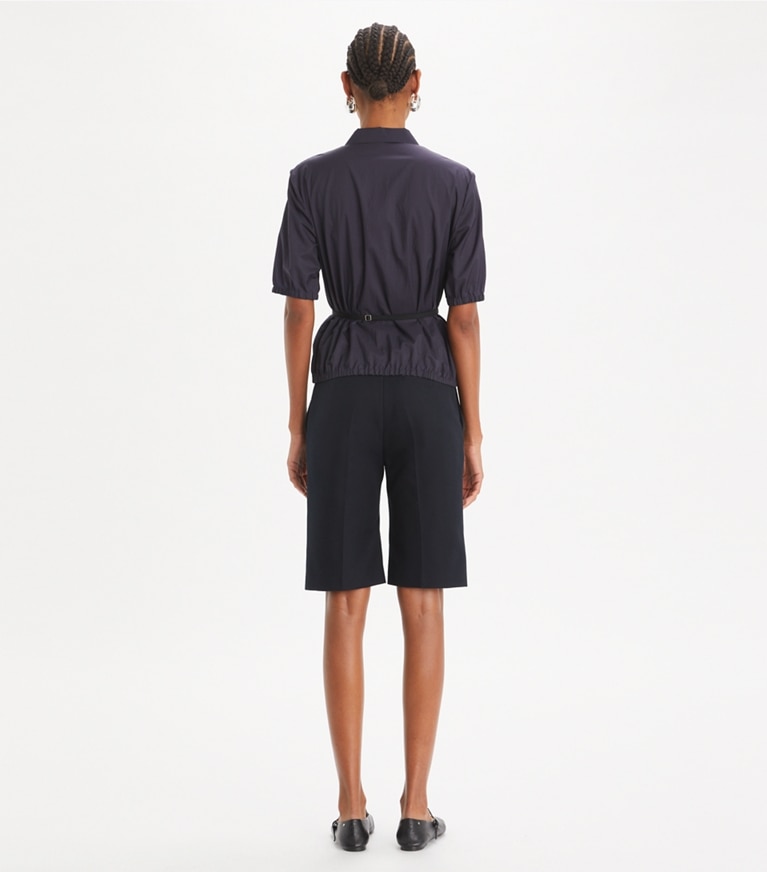 Tory Burch designer bas Bermuda en coton in Midnight Ink front