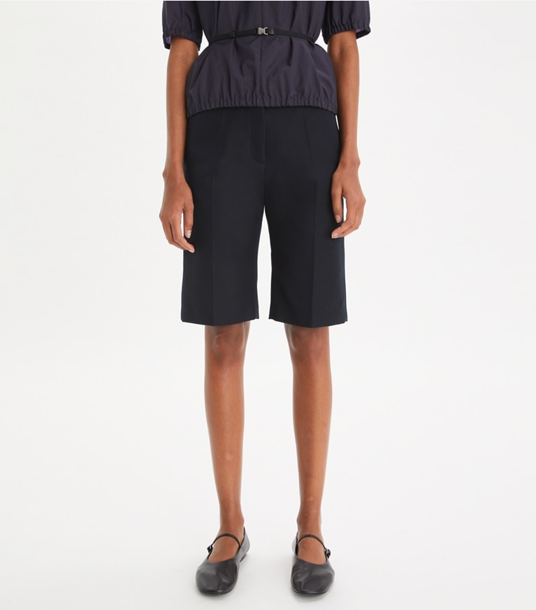 Tory Burch designer bas Bermuda en coton in Midnight Ink front