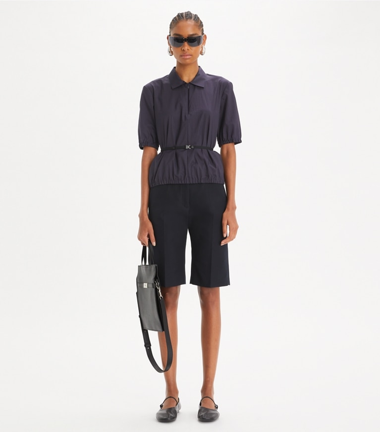 Tory Burch designer bas Bermuda en coton in Midnight Ink front