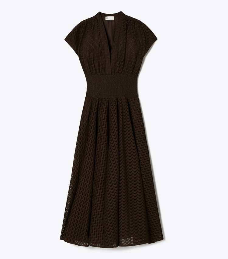 Tory Burch designer kleider Besticktes Baumwollkleid in Dark Cacao front
