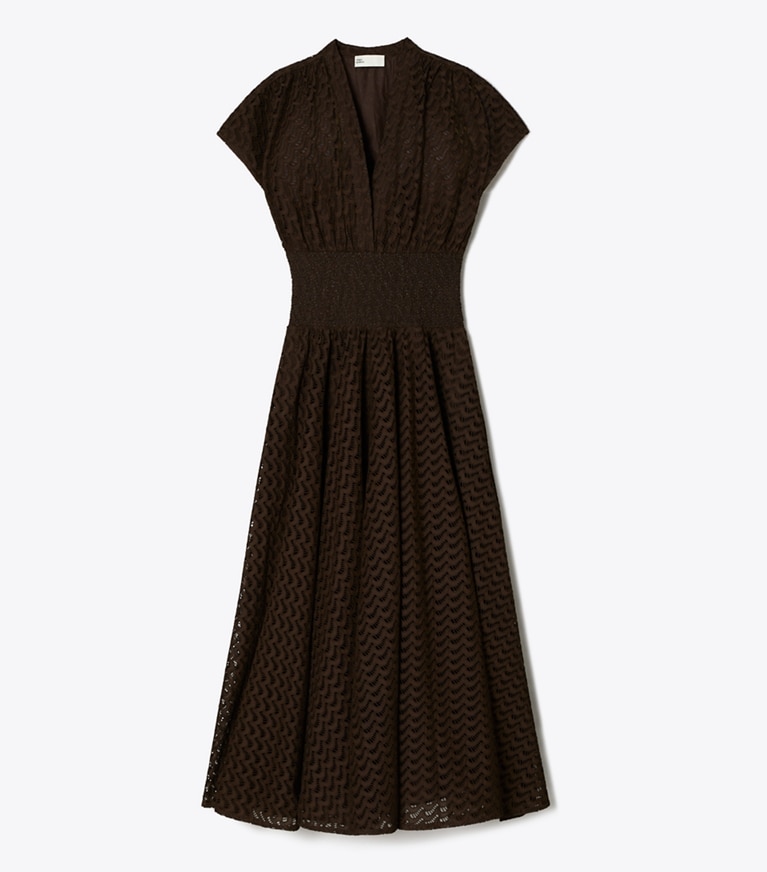 Tory Burch designer kleider Besticktes Baumwollkleid in Dark Cacao front