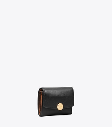 Tory Burch diseñador carteras Billetera con solapa Romy en BLACK ángulo