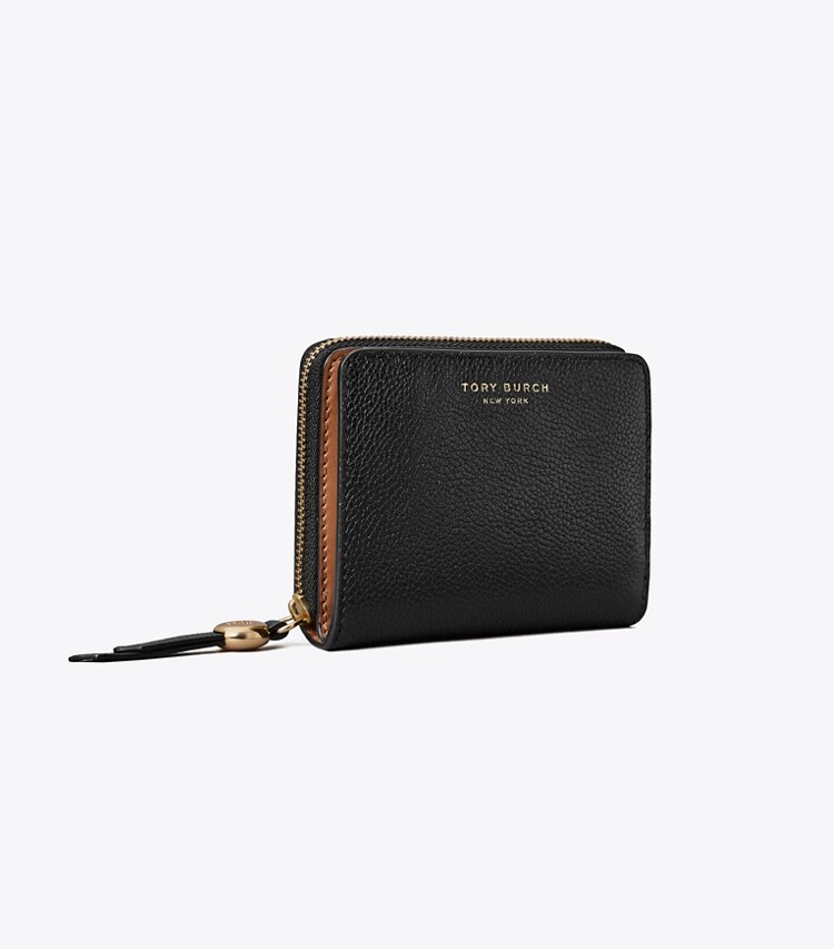 Tory Burch diseñador carteras Billetera de dos pliegues Romy en Black ángulo