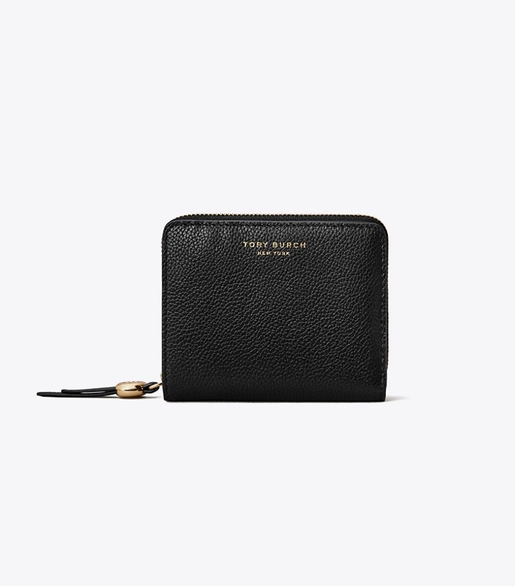 Tory Burch diseñador carteras Billetera de dos pliegues Romy en Black frente