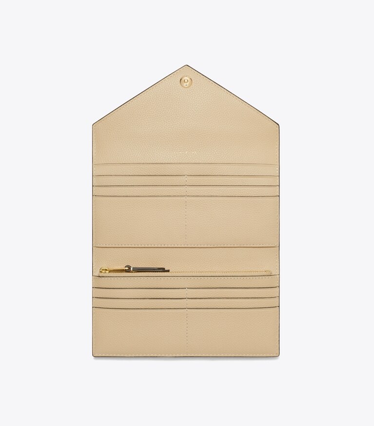 Tory Burch diseñador carteras Billetera estilo sobre de cuero en Blanc Multi vista superior
