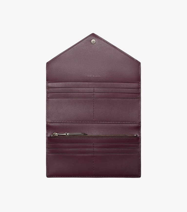 Tory Burch diseñador carteras Billetera estilo sobre larga con bloques de color en Soft Custard Multi vista superior