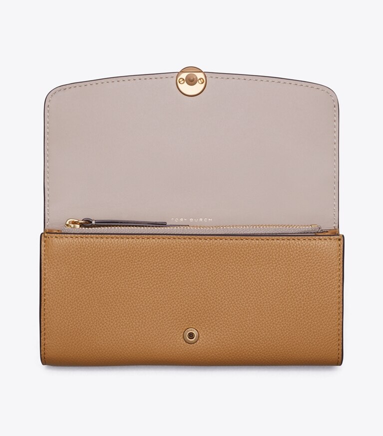 Tory Burch diseñador carteras Billetera larga con solapa Romy en Tiramisu vista superior