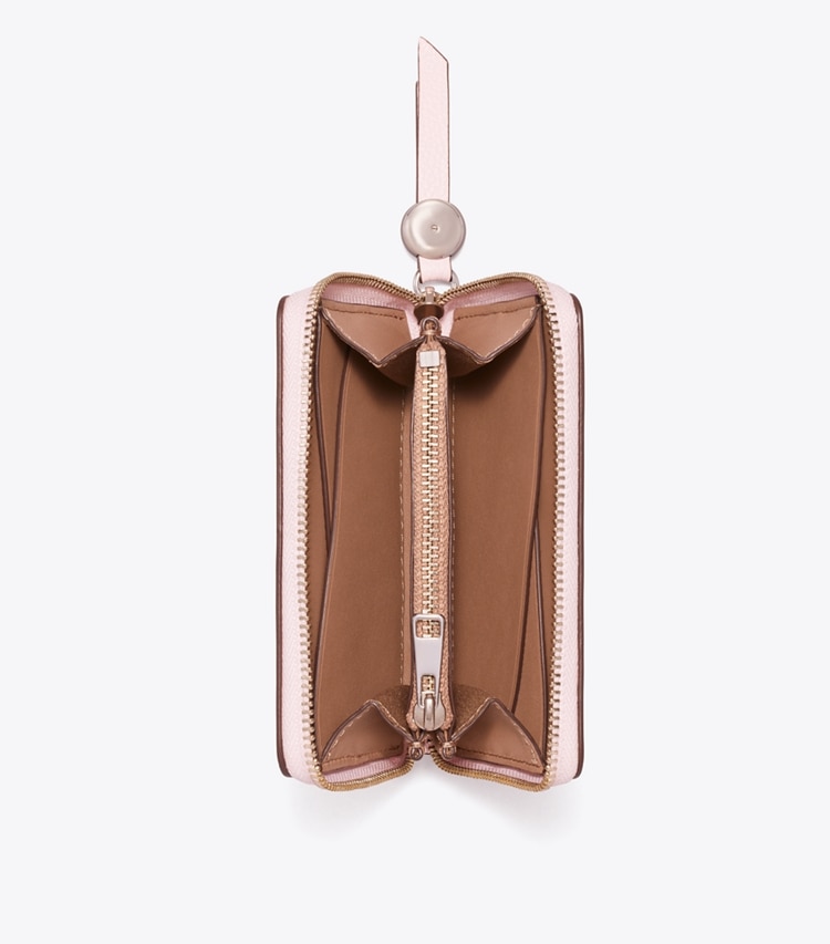 Tory Burch diseñador carteras Billetera mediana de cuero en Rose Mist vista superior