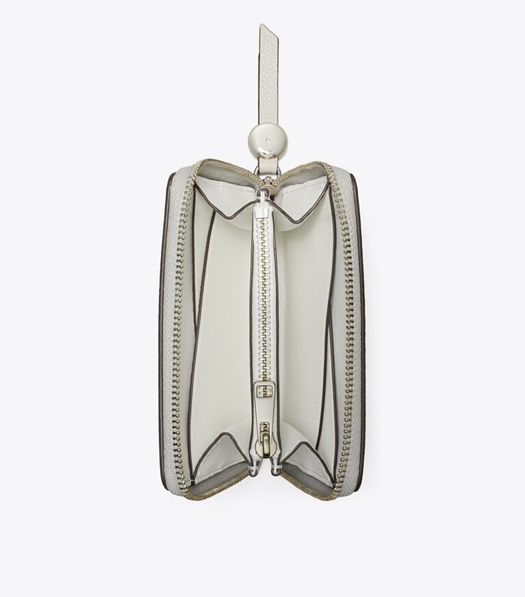 Tory Burch diseñador carteras Billetera mediana Romy en Dove Gray vista superior