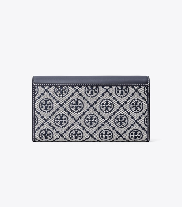Tory Burch diseñador carteras Billetera tipo sobre ancha con monograma en T en Tory Navy volver
