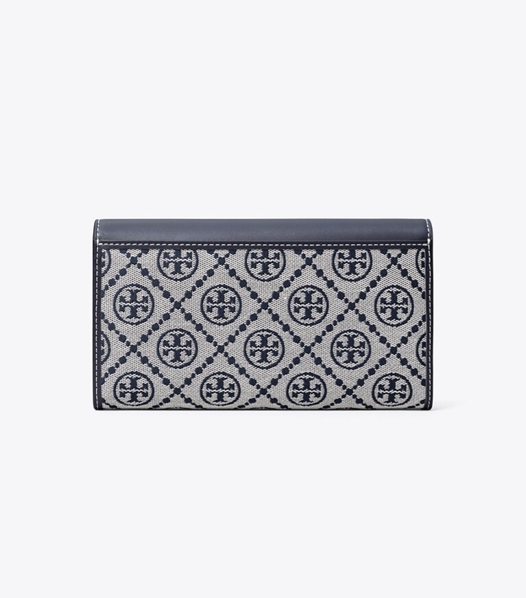 Tory Burch diseñador carteras Billetera tipo sobre ancha con monograma en T en Tory Navy volver