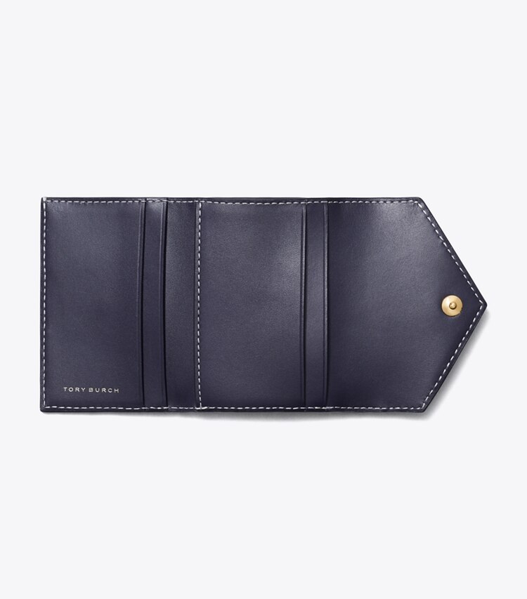 Tory Burch diseñador carteras Billetera tipo sobre pequeña con monograma de T en Tory Navy vista superior