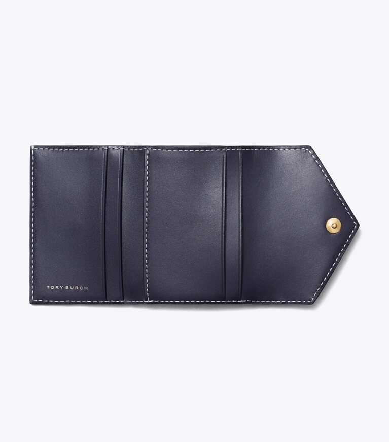 Tory Burch diseñador carteras Billetera tipo sobre pequeña con monograma de T en Tory Navy vista superior
