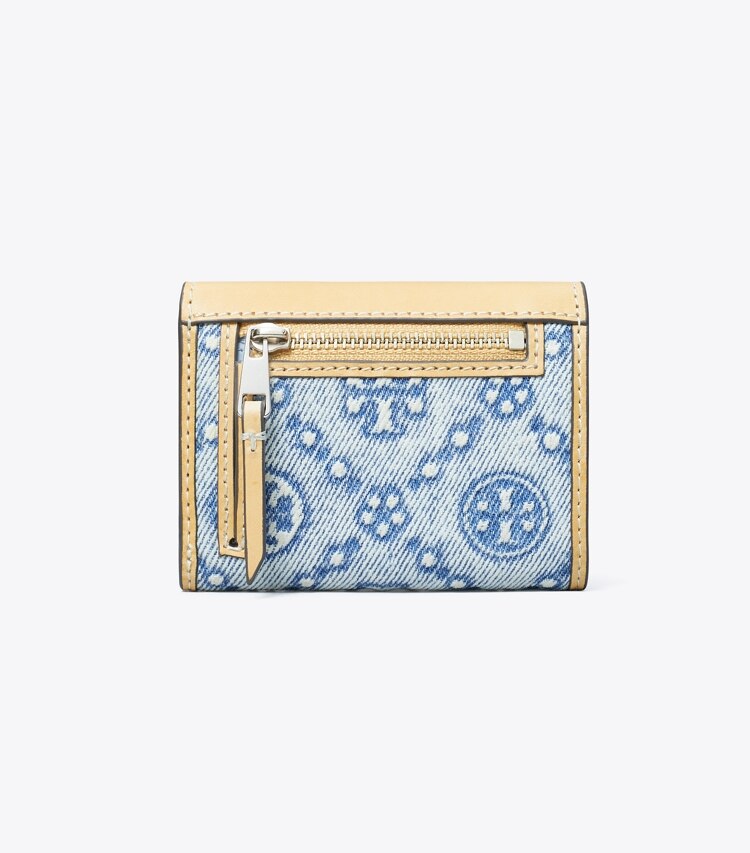 Tory Burch diseñador carteras Billetera tipo sobre pequeña de mezclilla con monograma en forma de T en Seltzer volver
