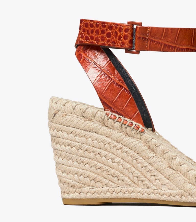 Tory Burch designer espadrilles Bima 2 90mm Wedge Espadrille in Garden Sage/Desert Spice angle