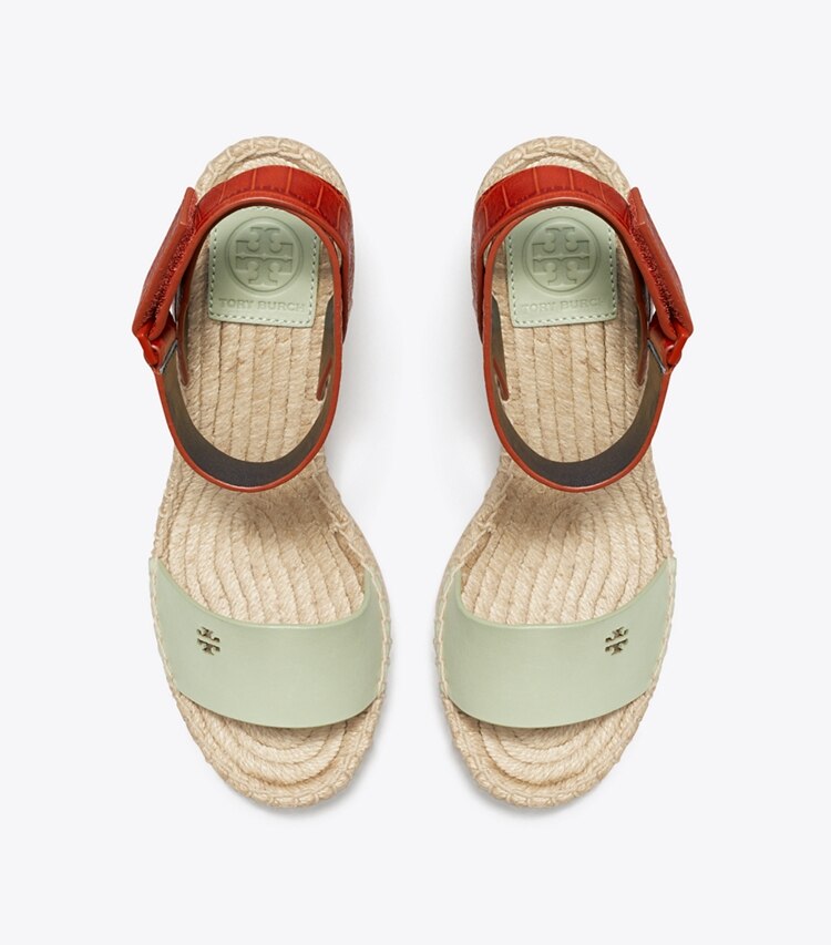 Tory Burch designer espadrilles Bima 2 90mm Wedge Espadrille in Garden Sage/Desert Spice overhead