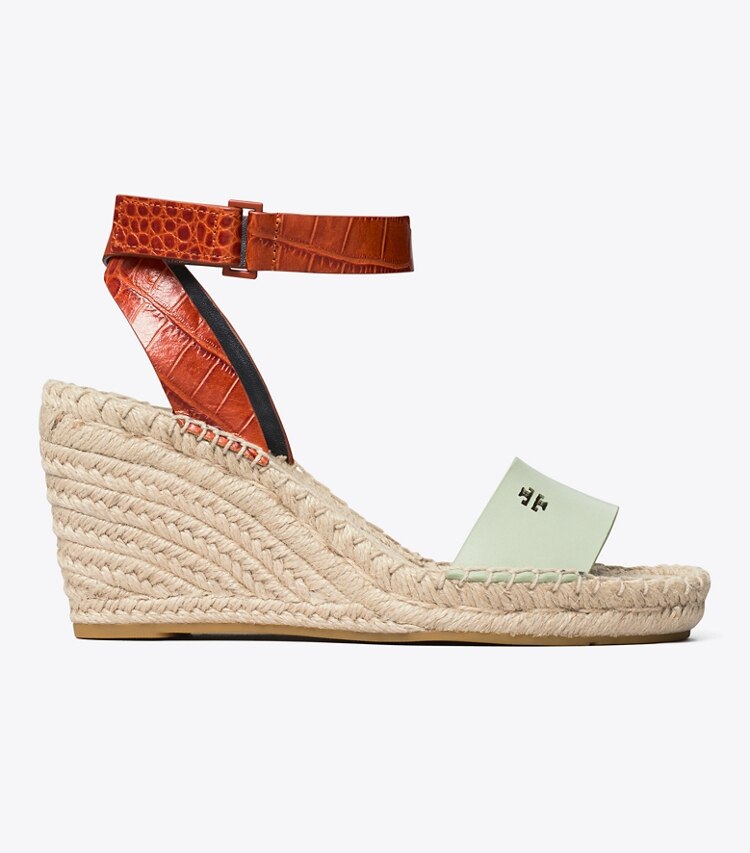 Tory Burch designer espadrilles Bima 2 90mm Wedge Espadrille in Garden Sage/Desert Spice side