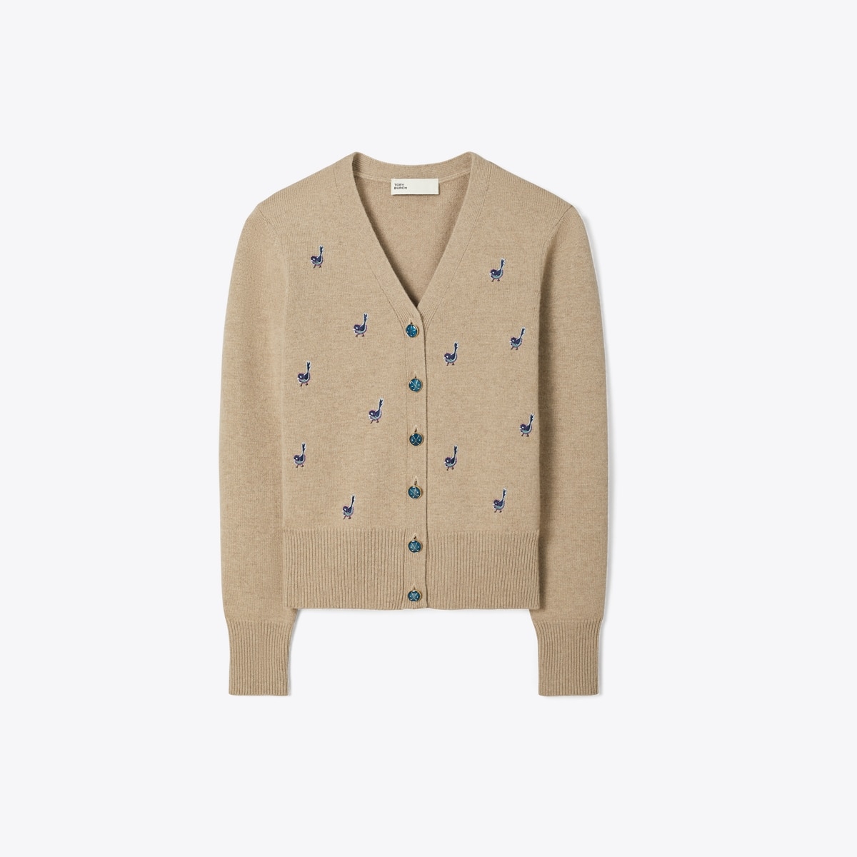 Birdie-Embroidered Cashmere Cardigan: Women's Designer Sweaters