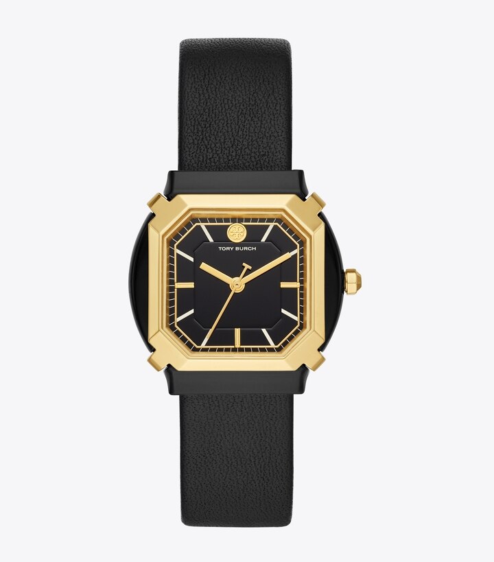 Blake Watch, Black Leather/Gold, 35 MM: Women's Watches | Strap Watches | Tory  Burch EU
