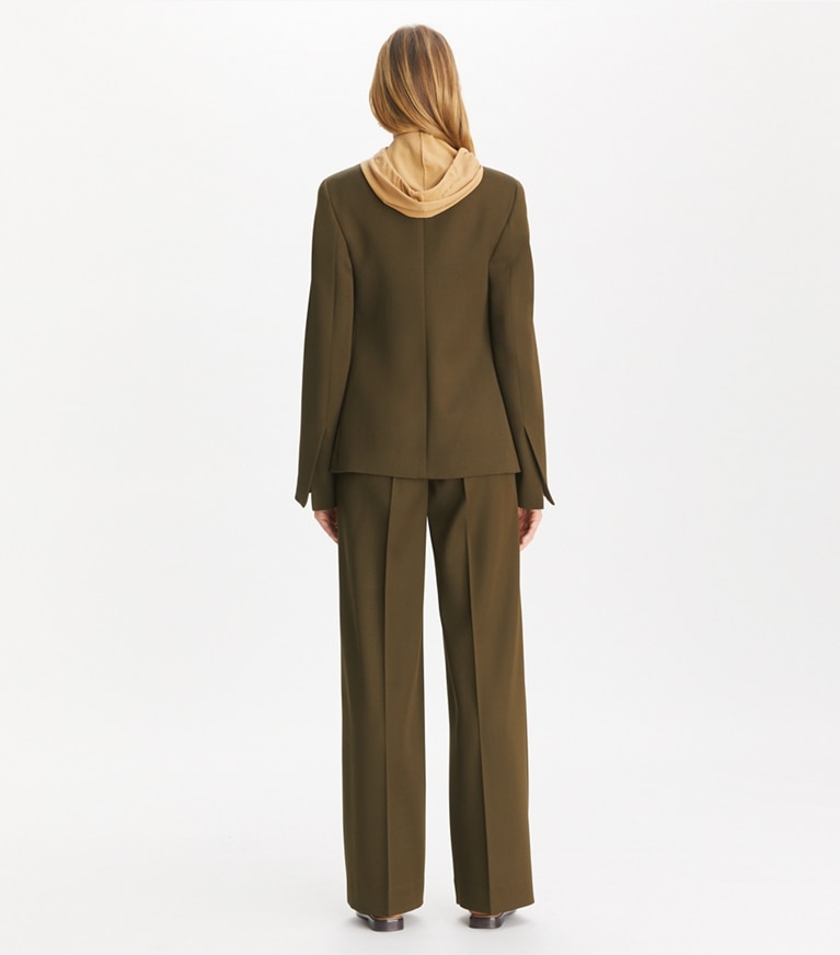 Tory Burch designer giacche Blazer aderente in twill in Olive Green front