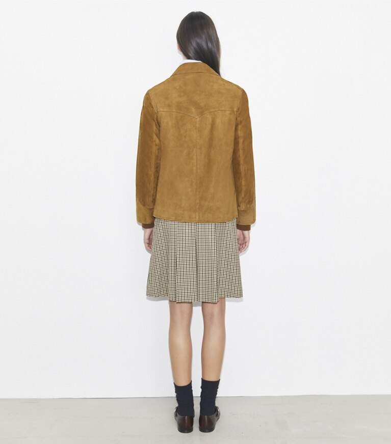 Tory Burch designer jacken Blazer aus Wildleder in Hazelnut Suede front