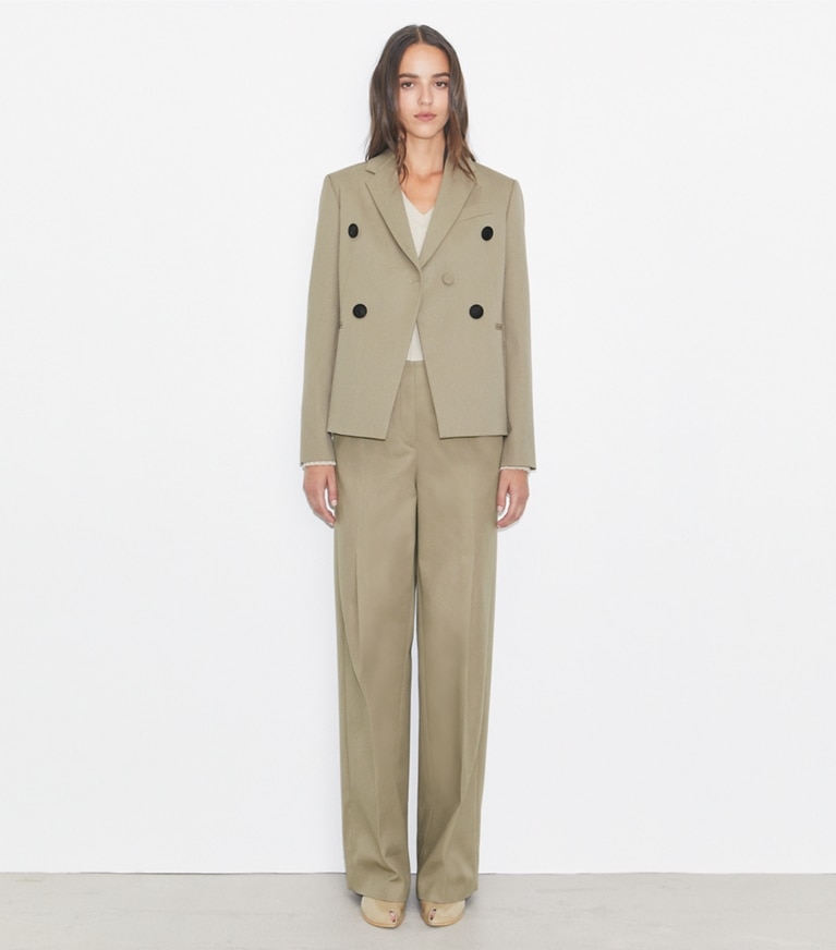 Tory Burch designer jacken Blazer aus Wollmischung in Taupe Gray front