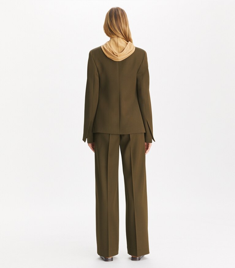 Tory Burch designer vestes Blazer cintré en sergé in Olive Green front