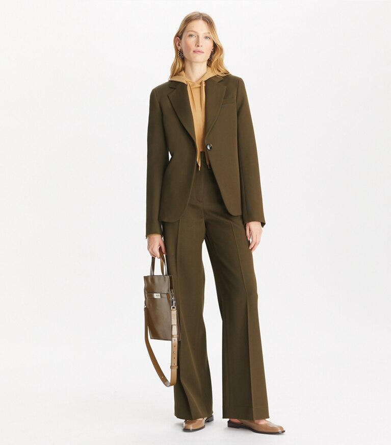 Tory Burch designer vestes Blazer cintré en sergé in Olive Green front