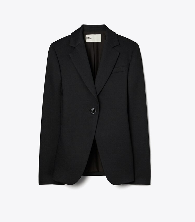 Tory Burch diseñador chaquetas Blazer de crepé texturizado en Black frente