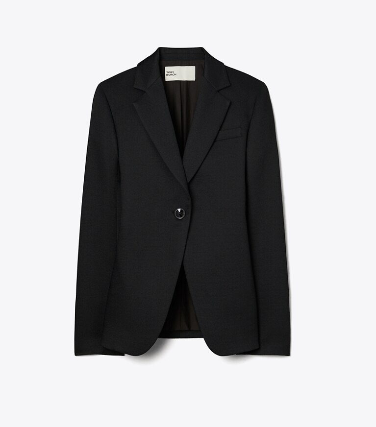 Tory Burch diseñador chaquetas Blazer de crepé texturizado en Black frente