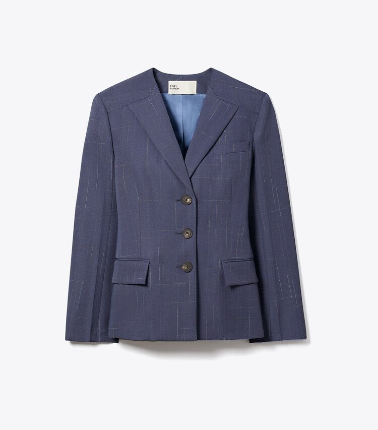 Tory Burch diseñador chaquetas Blazer de lana en Steel frente