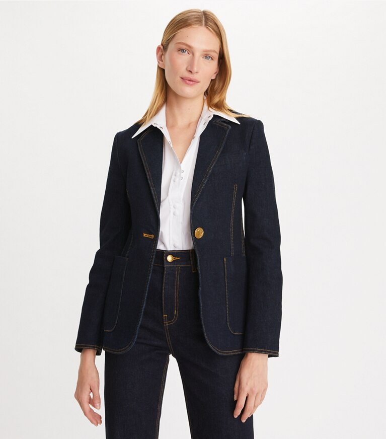 Tory Burch designer giacche Blazer denim in Dark Wash front