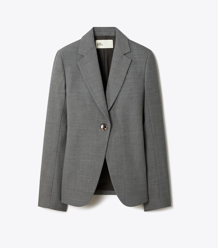 Tory Burch designer giacche Blazer elasticizzato in flanella in Gray Mélange front