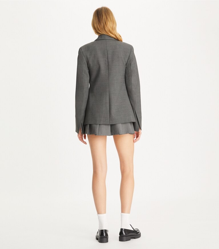 Tory Burch designer giacche Blazer elasticizzato in flanella in Gray Mélange front