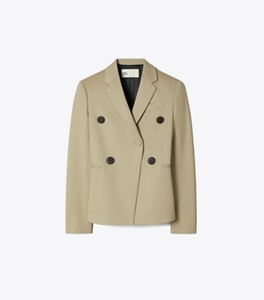 Tory Burch designer giacche Blazer in misto lana in Taupe Gray front