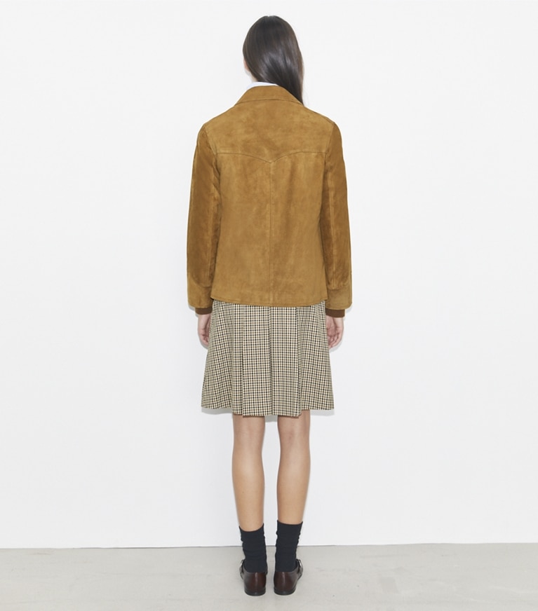 Tory Burch designer giacche Blazer in suede in Hazelnut Suede front