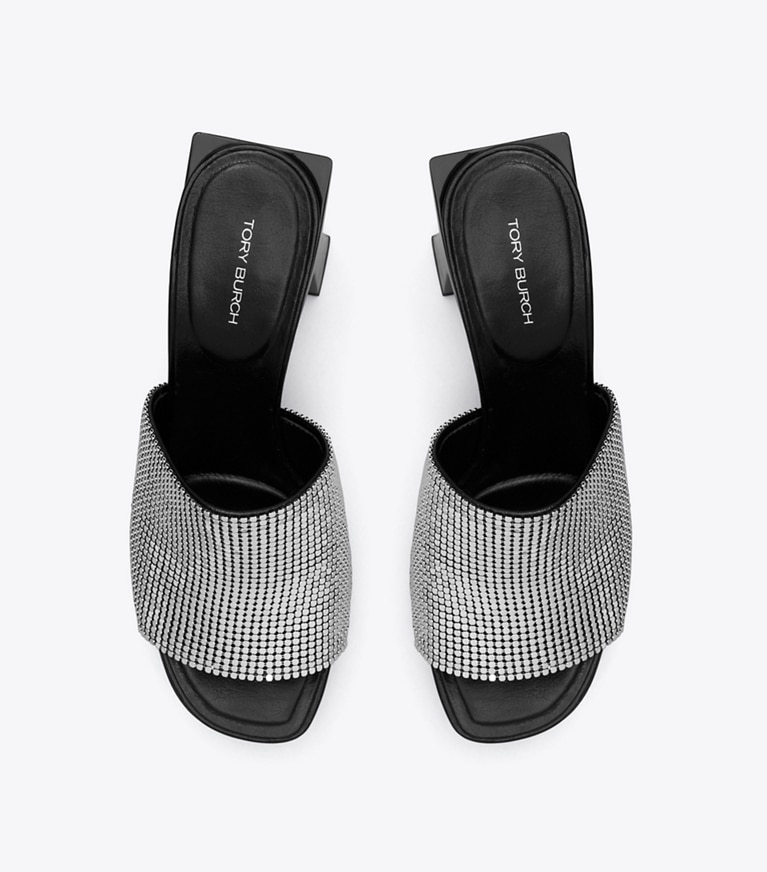 ブロックT チェーンメイル ミュール サンダル: レディース サンダル