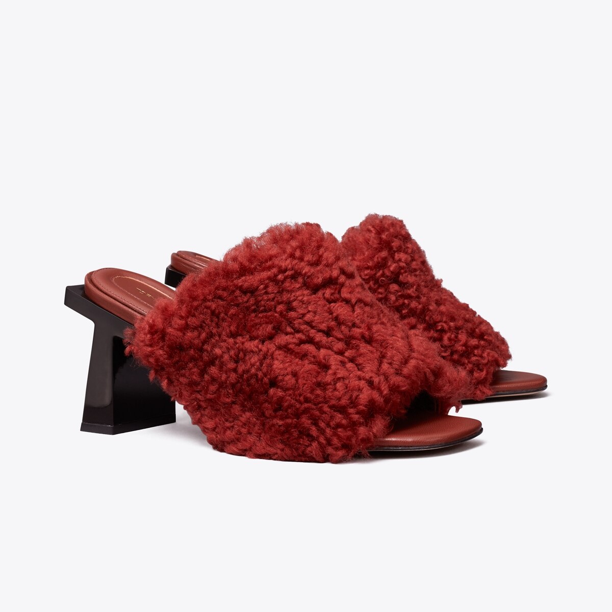 Block T Heel Shearling Mule : Women's Designer Sandals | Tory Burch
