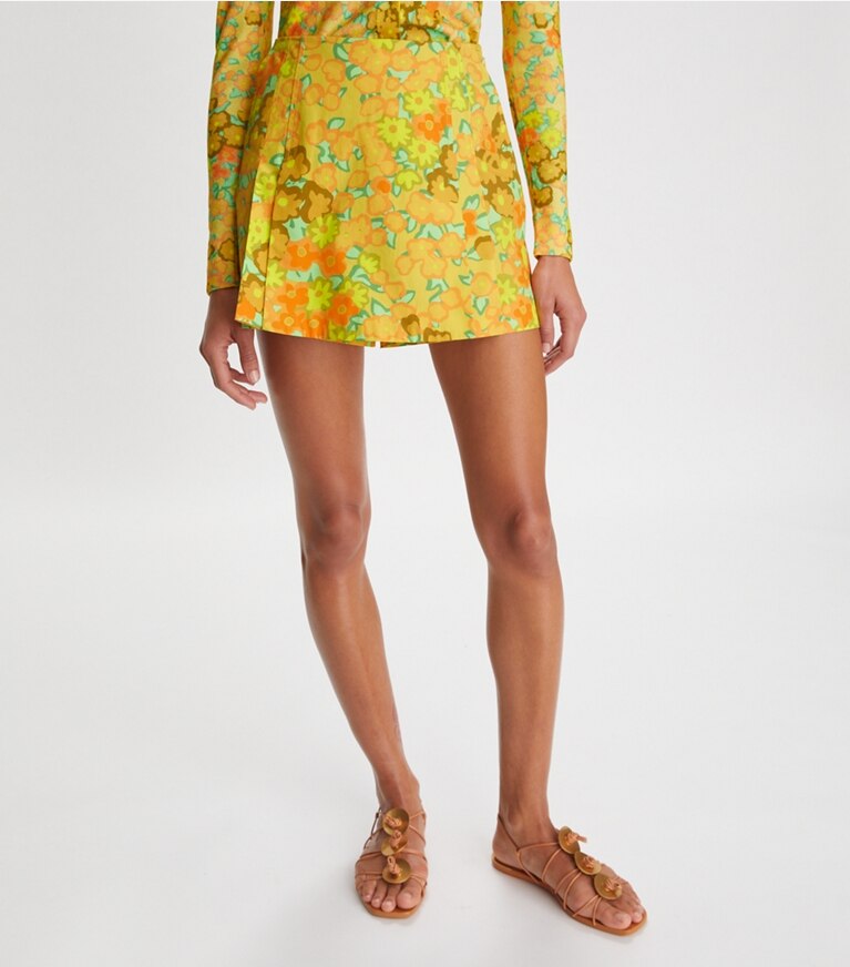 Tory Burch designer bottoms Blossom Poplin Skort in Yellow front
