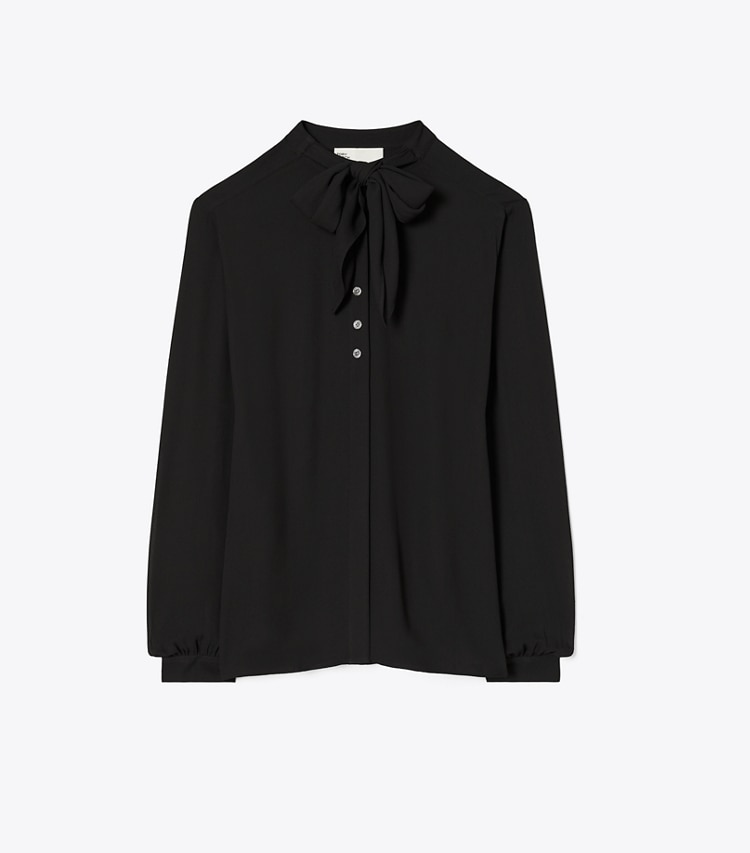 Tory Burch designer hauts Blouse à nœud en georgette in Black front