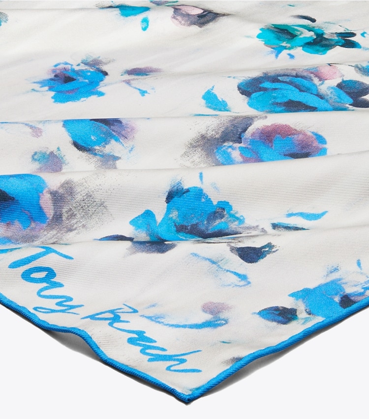 Tory Burch designer scarves Blue Roses Neckerchief in Blue Roses Neckerchief Blue detail