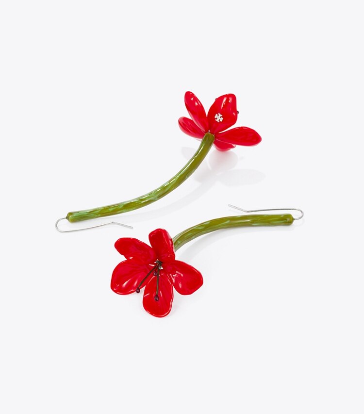 Tory Burch designer ohrringe Blumen-Ohrring in Red detail