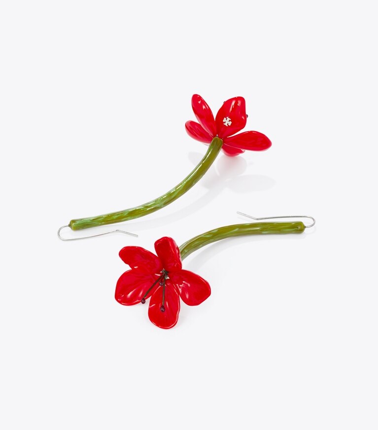 Tory Burch designer ohrringe Blumen-Ohrring in Red front