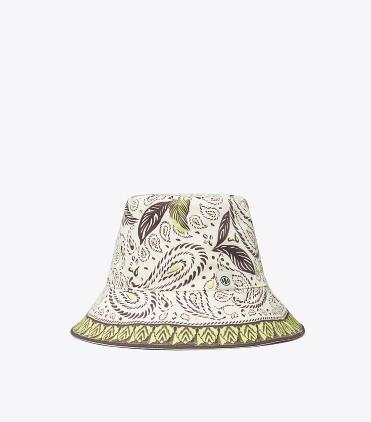 Tory Burch designer chapeaux Bob à imprimé cacatoès in Mint Cockatoo front