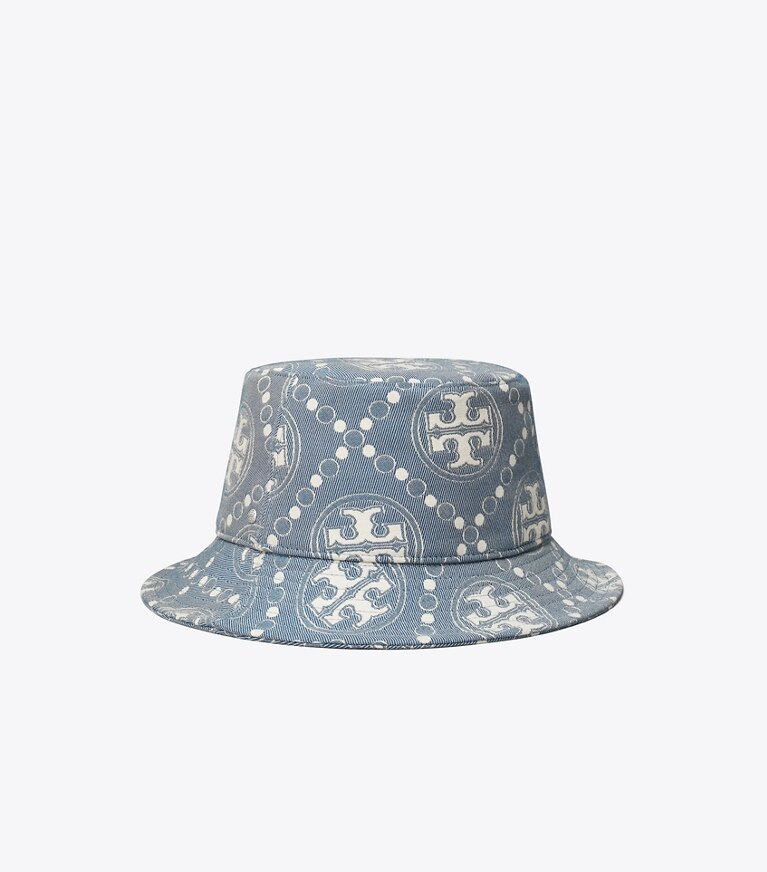 Tory Burch designer chapeaux Bob T Monogram à bord court dans Light Purple/Blue de face