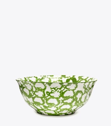 Tory Burch designer vaisselle Bol de service collection Spongeware dans Green/Smoke de face