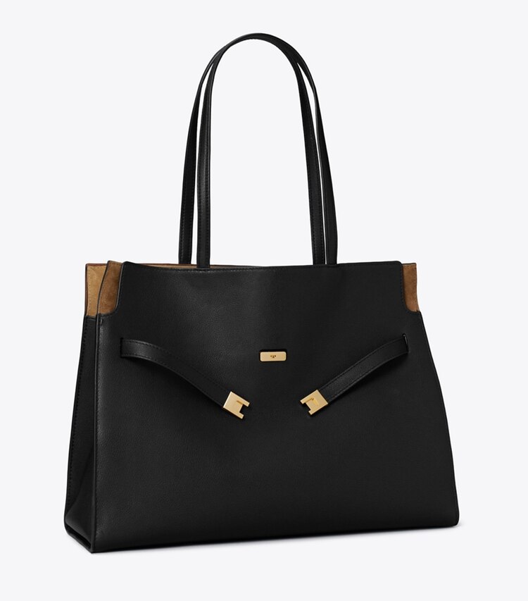 Tory Burch diseñador bolsos tote Bolsa Lee Radziwill en Black ángulo