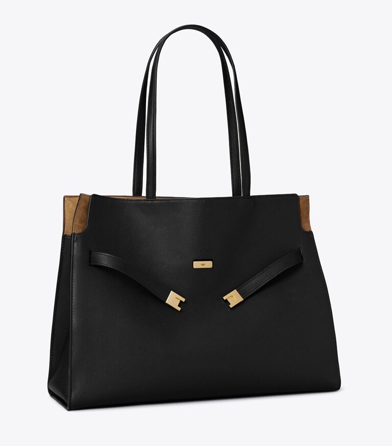 Tory Burch diseñador bolsos tote Bolsa Lee Radziwill en Black ángulo