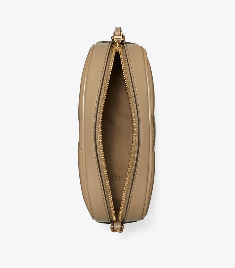 Tory Burch diseñador bolsos bandolera Bolsa para cámara acolchada con forma de rombos Kira en Taupe Oak vista superior