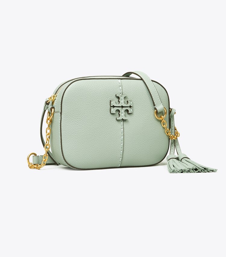 Tory Burch diseñador bolsos bandolera Bolsa para cámara McGraw en Blue Celadon ángulo